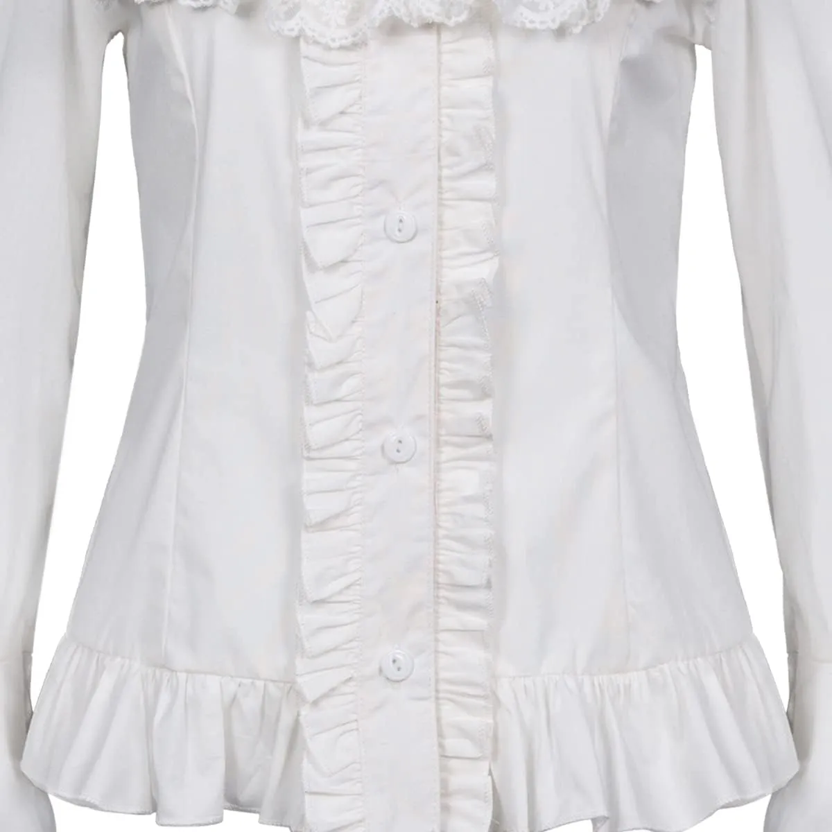 Victorian Blouse Womens Gothic Shirt Vintage Long Sleeve Lotus Ruffle Tops