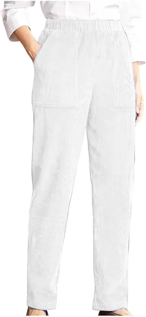 Vintage Corduroy Pants for Women Elastic High Waist Straight Wide Leg Pants Fall Winter Lounge Work Trousers w/Pocket