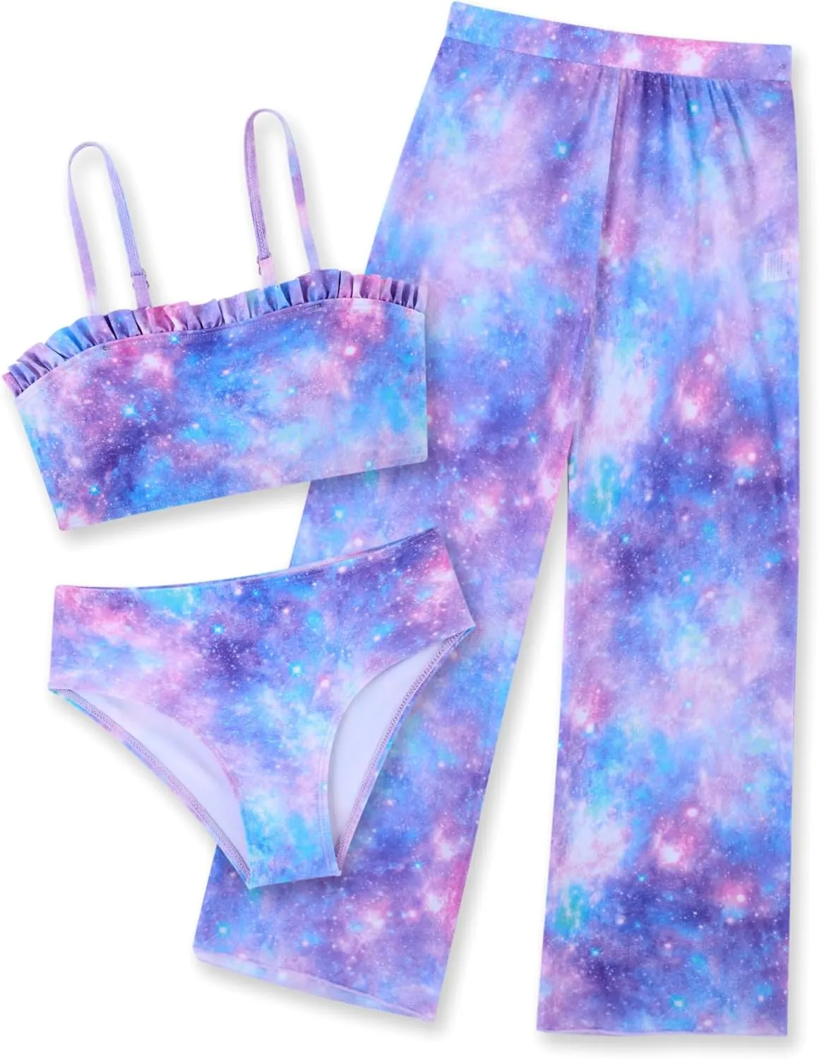 Vogseek 6-12T Girls 3 Pieces Bikini Bathing Suit with Rash Guard Pants Quick Dry Swimwear Cover-Up Sets