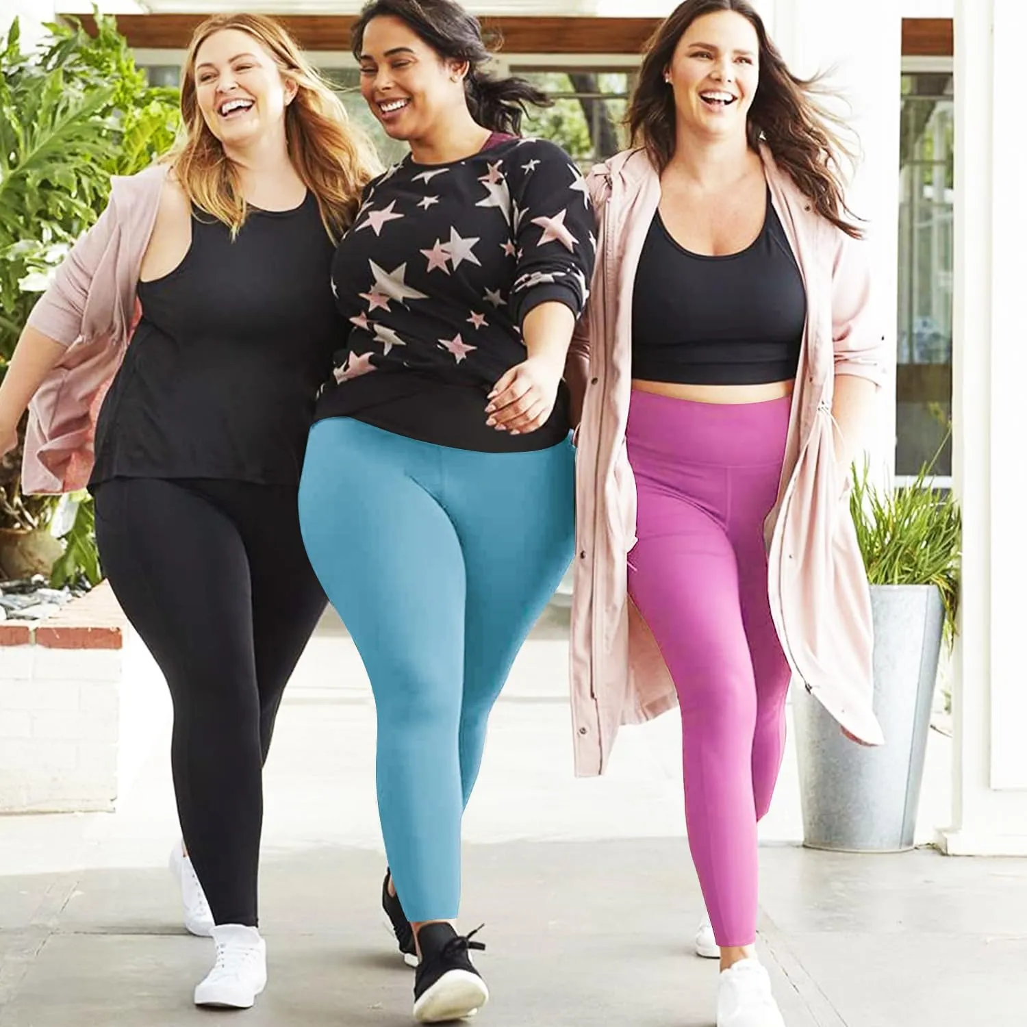 we fleece 3 Pack Plus Size Leggings for Women -Stretchy X-Large-4X Tummy Control High Waist Spandex Workout Yoga Pants