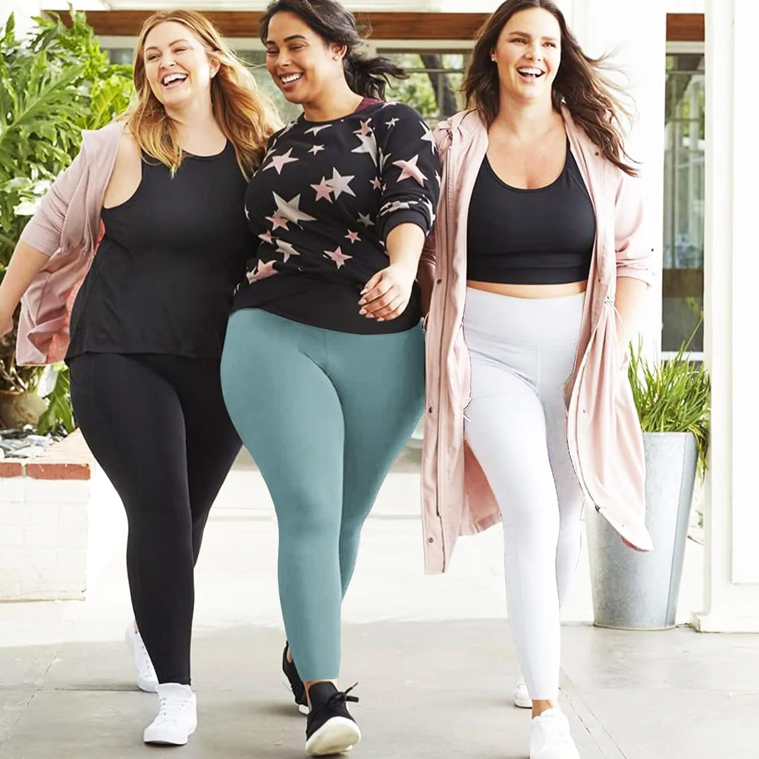 we fleece 3 Pack Plus Size Leggings for Women -Stretchy X-Large-4X Tummy Control High Waist Spandex Workout Yoga Pants