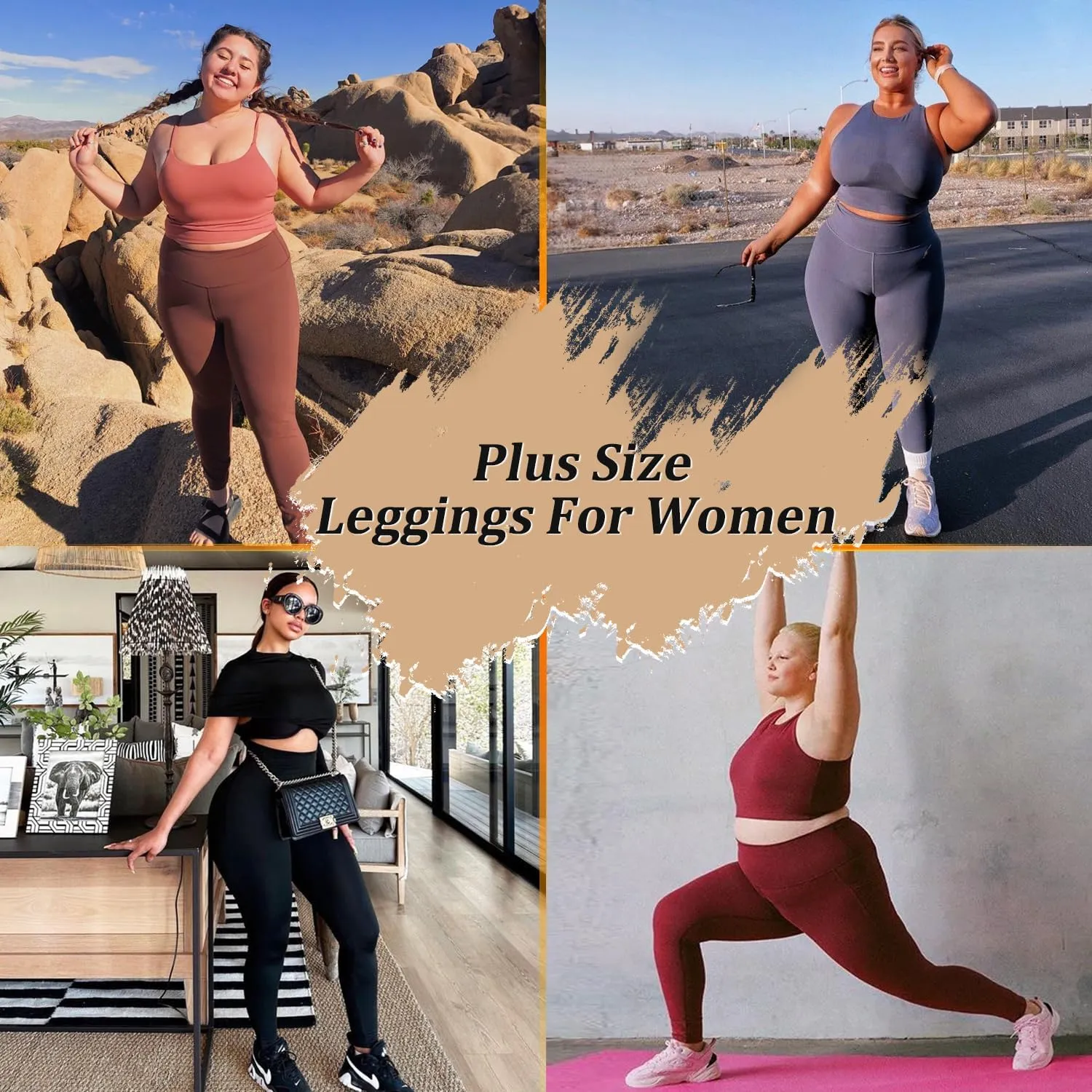 we fleece 3 Pack Plus Size Leggings for Women -Stretchy X-Large-4X Tummy Control High Waist Spandex Workout Yoga Pants