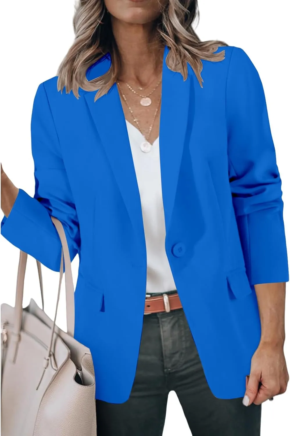 Women Blazers for Work Casual Open Front Long Sleeve Work Office Suit Jackets Lightweight Formal Business Blazer Coat