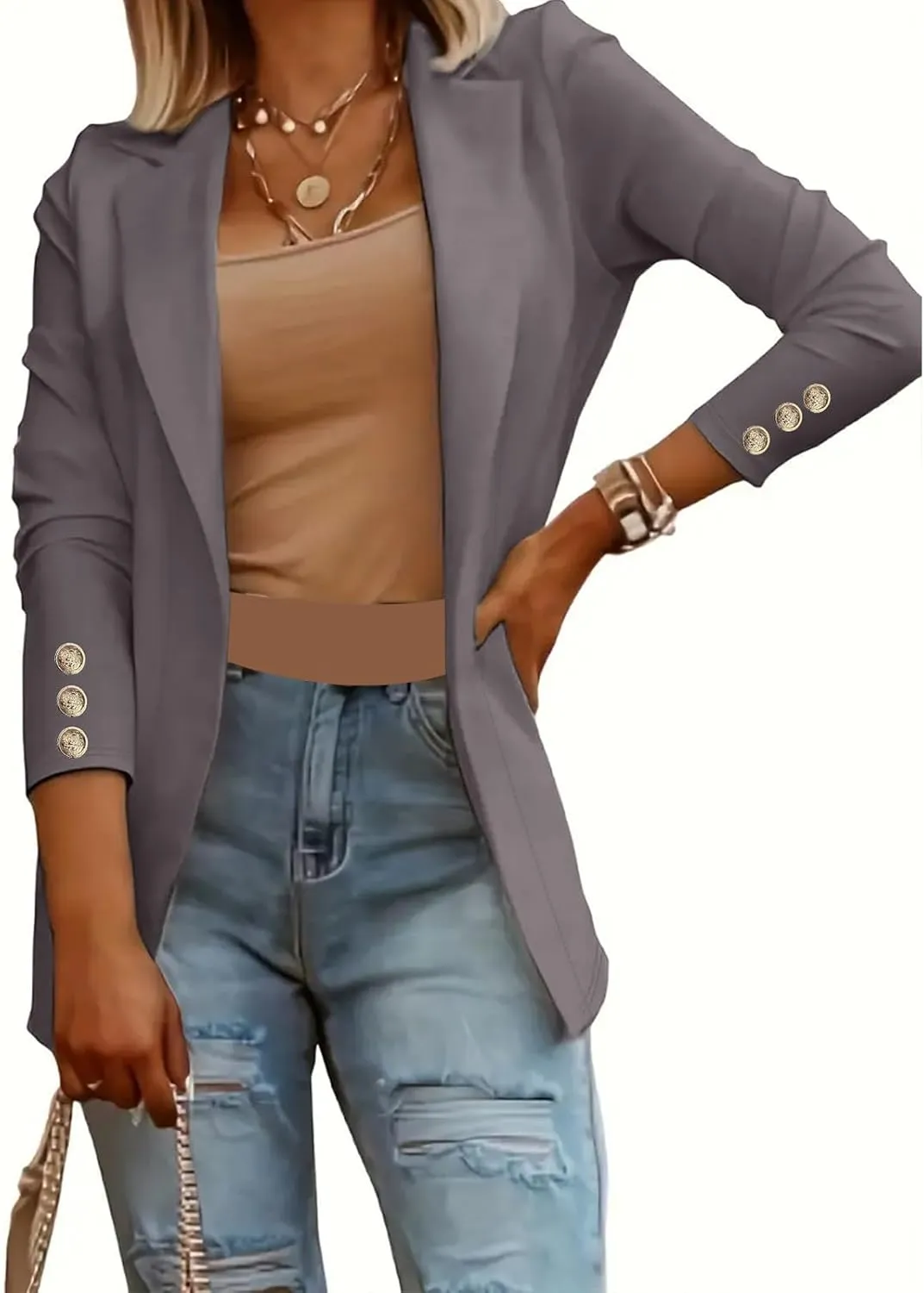 Women Business Casual Blazer Professional Work Suit Jacket Lightweight Work Office Open Front Blazer Jacket Clothes