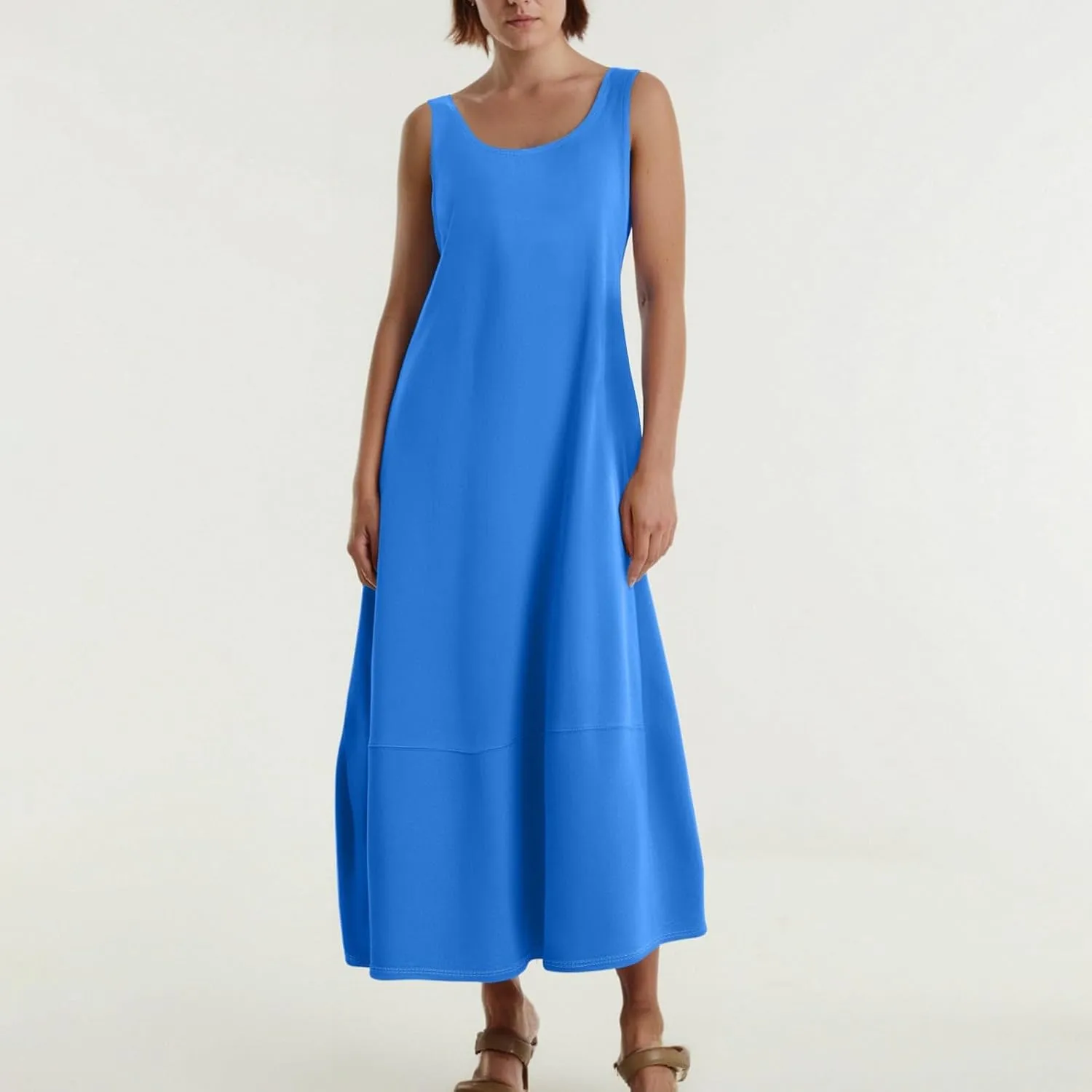 Women Dresses Casual Scoop Neck Maxi Dress Sleeveless Beach Vacation Tank Dress Flowy 2025 Summer Loose Sundress