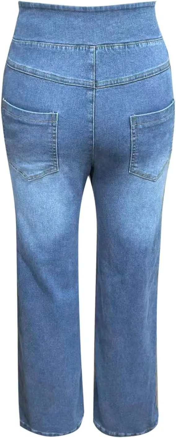 Women High Waisted Wide Leg Jeans Stylish Denim Pant for Party Wear Street Style Office Relax Fit Palazzo Casual Jean