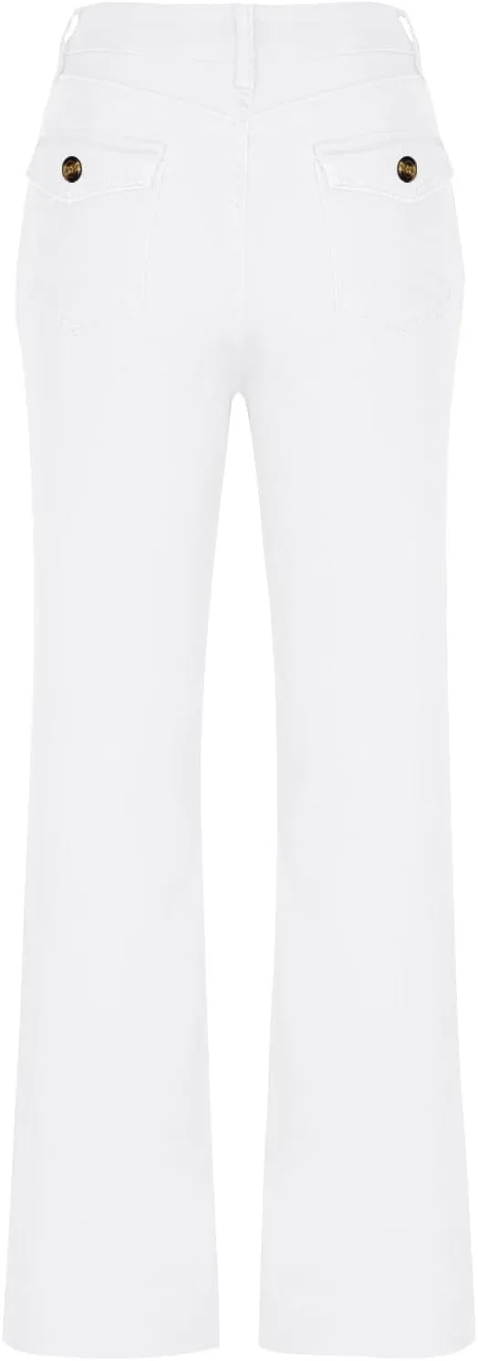 Women Jeans Straight Leg Casual Solid Color Cropped Denim Pants High Waist Slim Fit Fall Winter Lounge Jean Pants