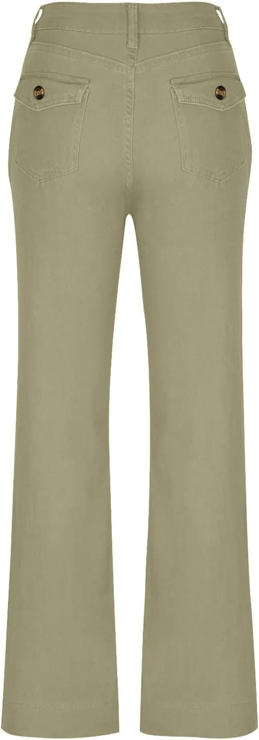 Women Jeans Straight Leg Casual Solid Color Cropped Denim Pants High Waist Slim Fit Fall Winter Lounge Jean Pants
