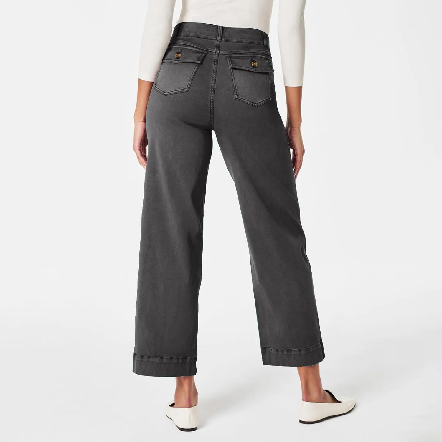 Women Jeans Straight Leg Casual Solid Color Cropped Denim Pants High Waist Slim Fit Fall Winter Lounge Jean Pants