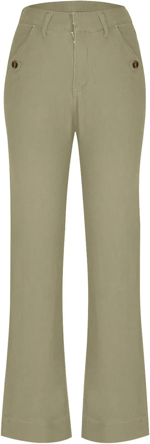 Women Jeans Straight Leg Casual Solid Color Cropped Denim Pants High Waist Slim Fit Fall Winter Lounge Jean Pants