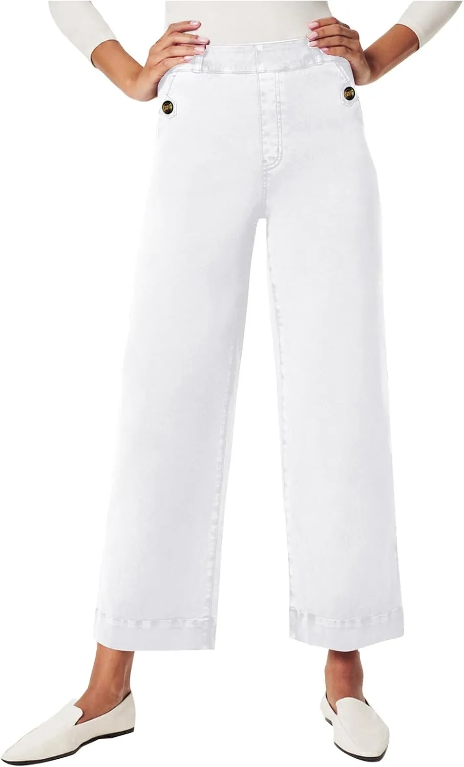 Women Jeans Straight Leg Casual Solid Color Cropped Denim Pants High Waist Slim Fit Fall Winter Lounge Jean Pants
