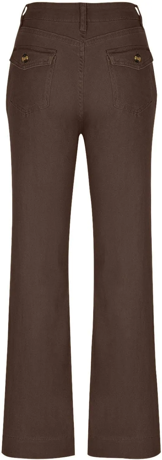 Women Jeans Straight Leg Casual Solid Color Cropped Denim Pants High Waist Slim Fit Fall Winter Lounge Jean Pants