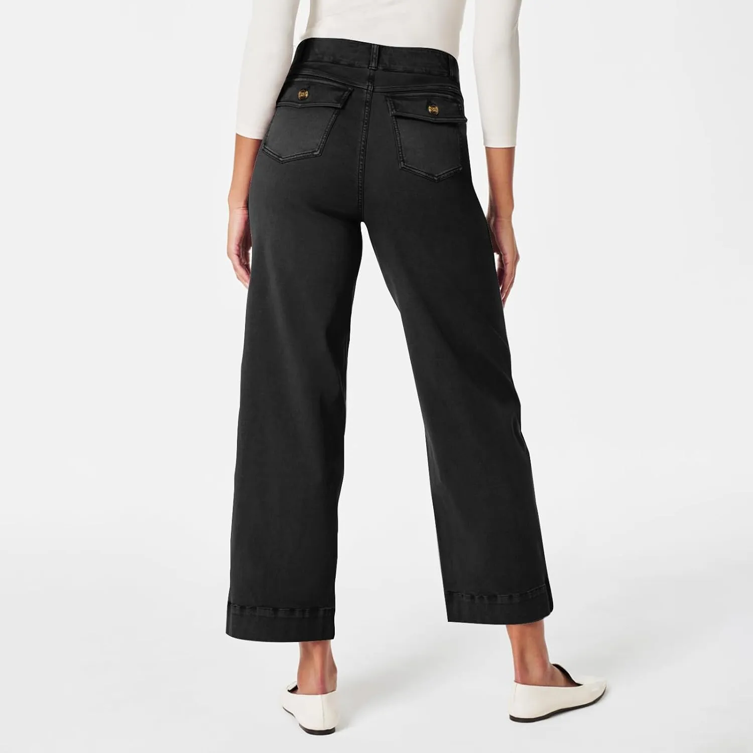 Women Jeans Straight Leg Casual Solid Color Cropped Denim Pants High Waist Slim Fit Fall Winter Lounge Jean Pants