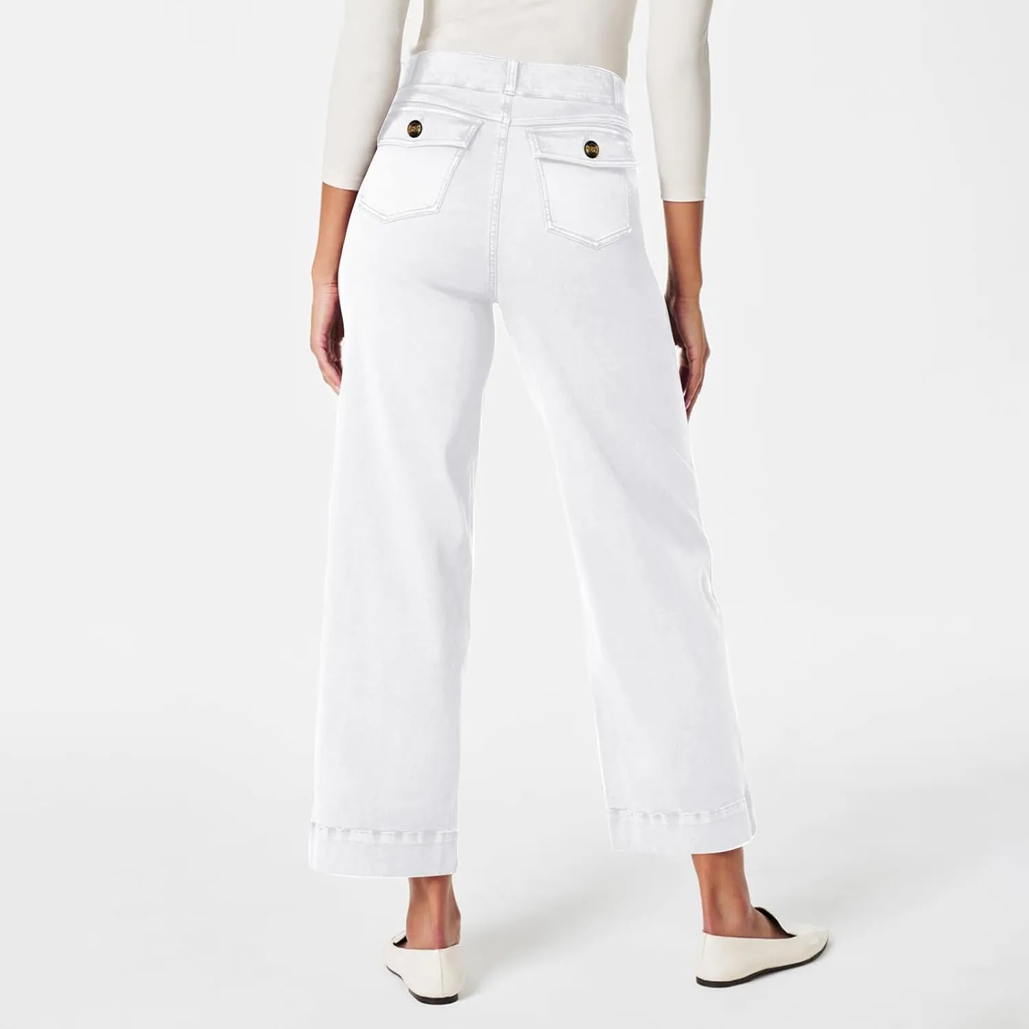 Women Jeans Straight Leg Casual Solid Color Cropped Denim Pants High Waist Slim Fit Fall Winter Lounge Jean Pants