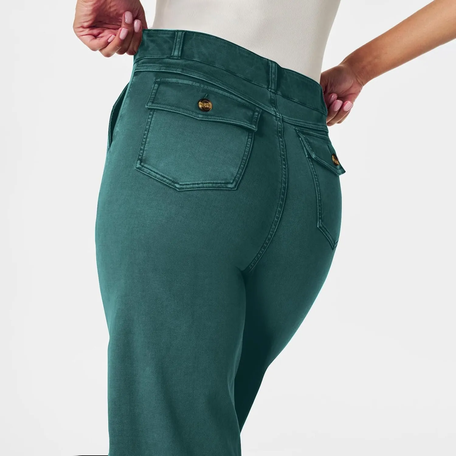 Women Jeans Straight Leg Casual Solid Color Cropped Denim Pants High Waist Slim Fit Fall Winter Lounge Jean Pants