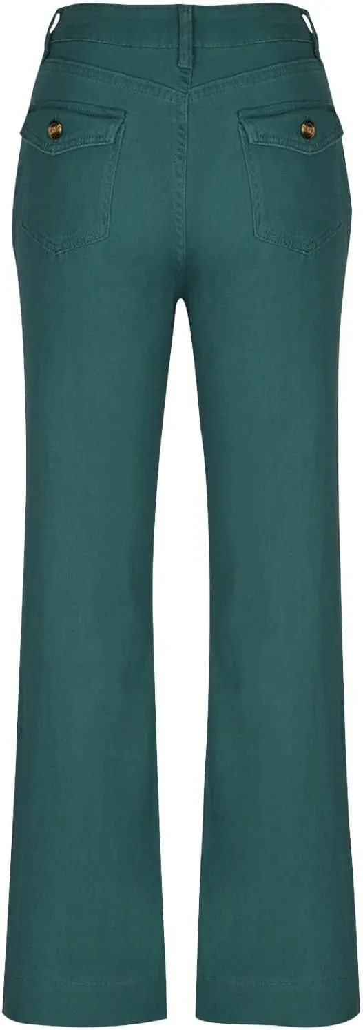 Women Jeans Straight Leg Casual Solid Color Cropped Denim Pants High Waist Slim Fit Fall Winter Lounge Jean Pants