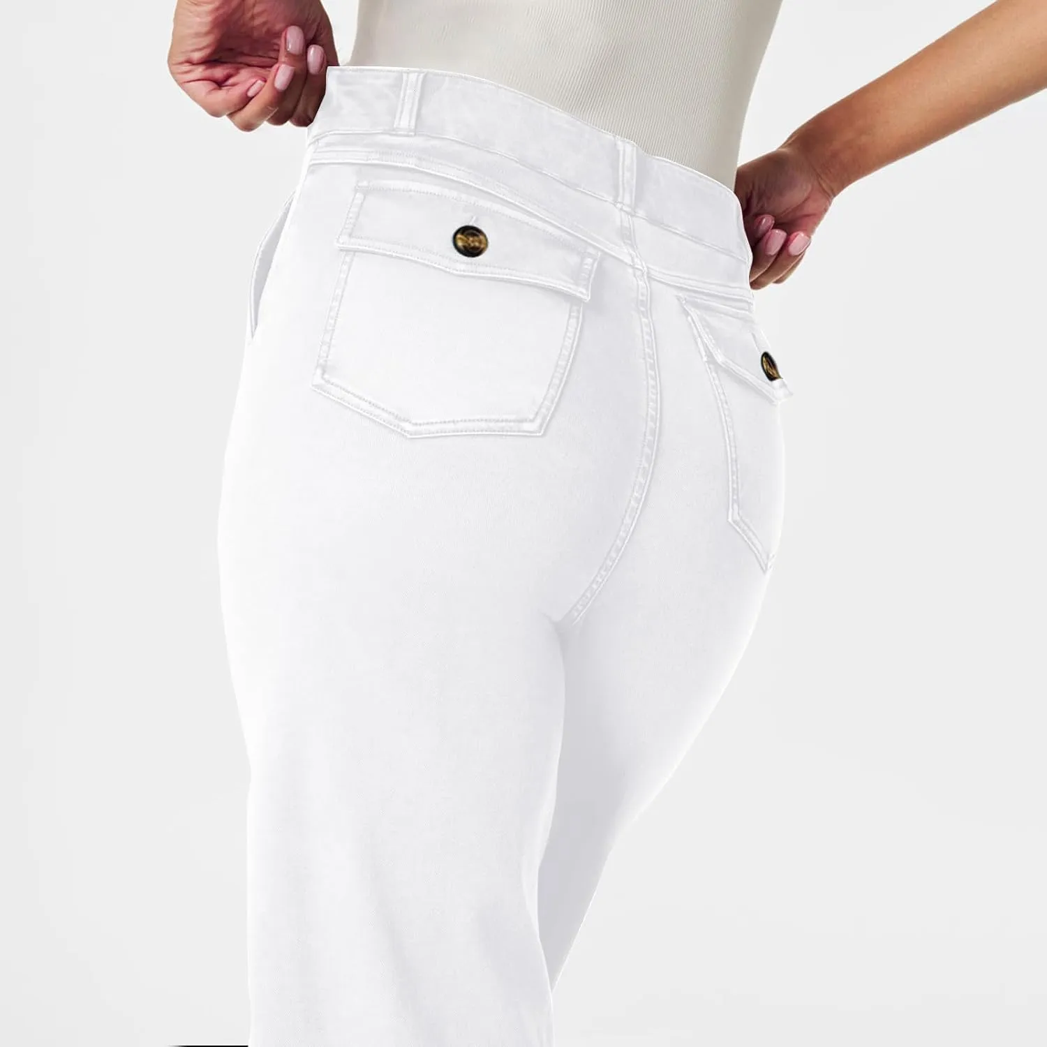 Women Jeans Straight Leg Casual Solid Color Cropped Denim Pants High Waist Slim Fit Fall Winter Lounge Jean Pants