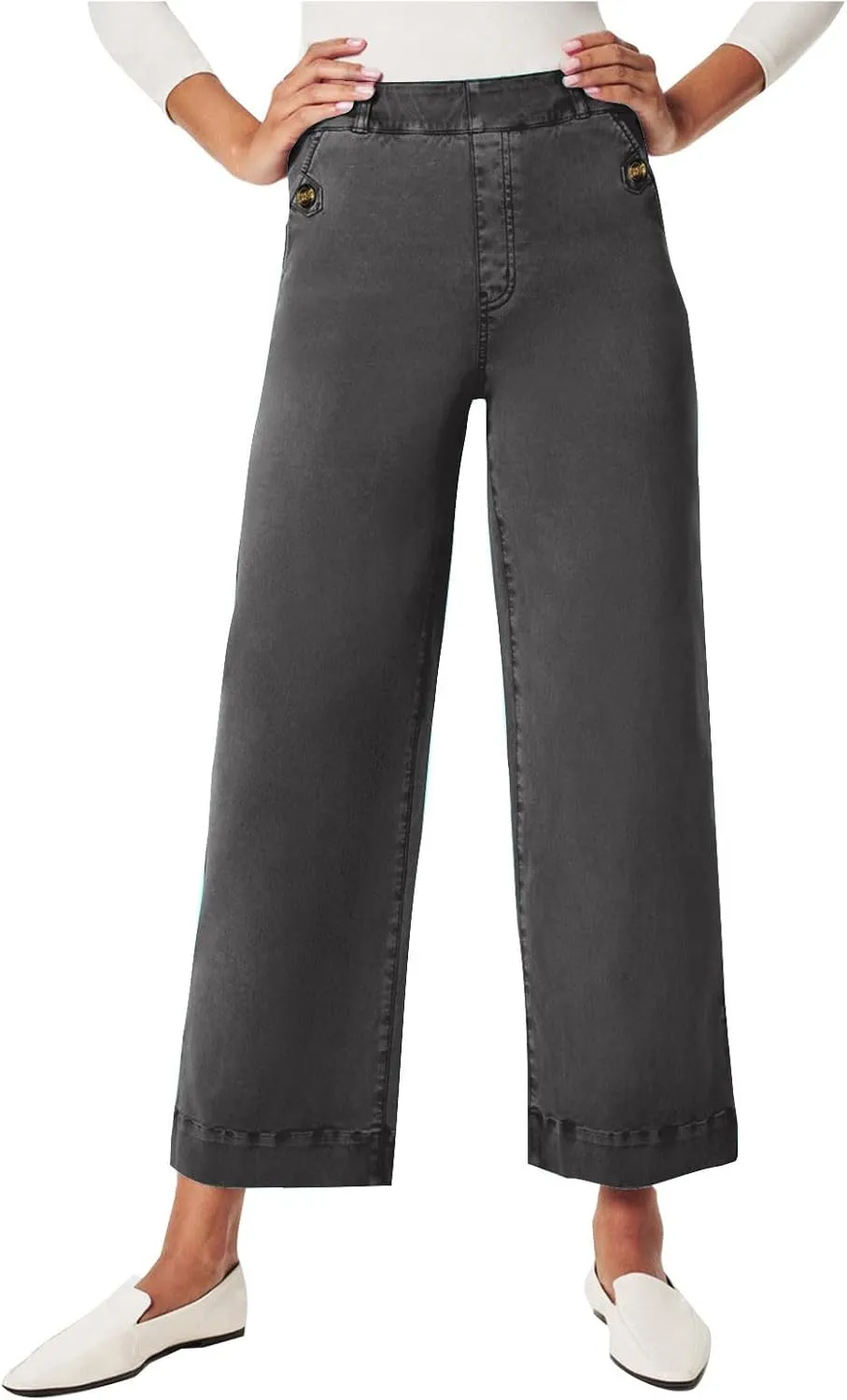 Women Jeans Straight Leg Casual Solid Color Cropped Denim Pants High Waist Slim Fit Fall Winter Lounge Jean Pants