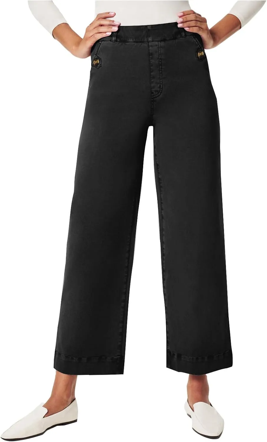 Women Jeans Straight Leg Casual Solid Color Cropped Denim Pants High Waist Slim Fit Fall Winter Lounge Jean Pants