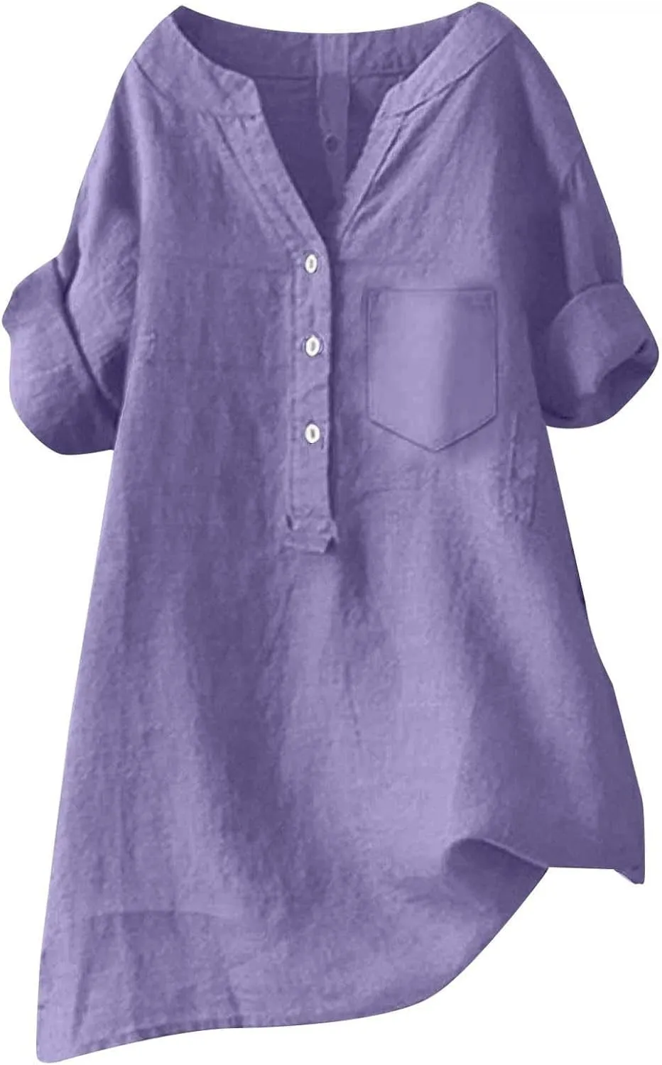 Women Linen Shirts Summer Linen Plain Solid Long Sleeve T Shirts Casual Loose Dressy Crewneck Tee Shirts