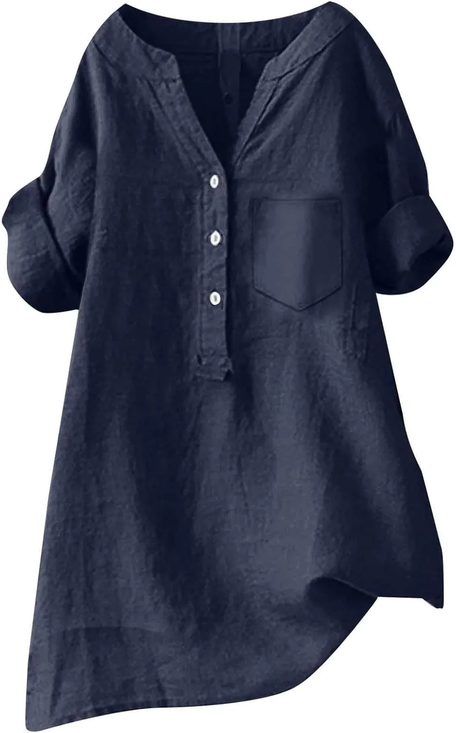 Women Linen Shirts Summer Linen Plain Solid Long Sleeve T Shirts Casual Loose Dressy Crewneck Tee Shirts