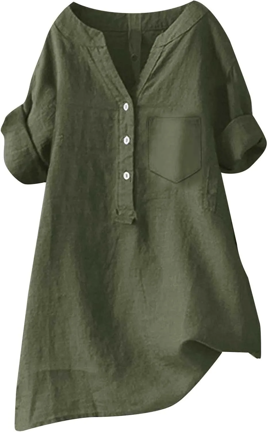 Women Linen Shirts Summer Linen Plain Solid Long Sleeve T Shirts Casual Loose Dressy Crewneck Tee Shirts