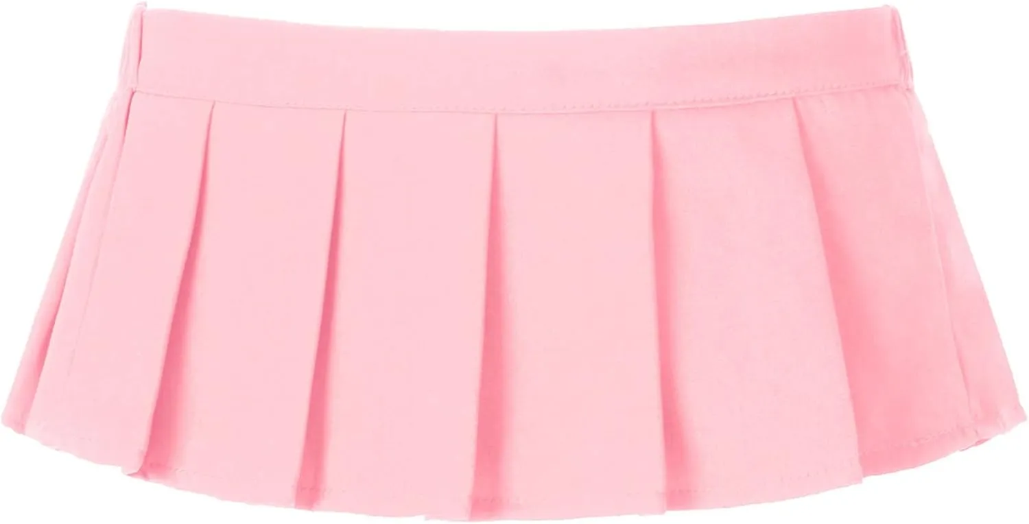 Women Micro Pleated Miniskirts Elastic Waistband Schoolgirls Cosplay Mini Skirts Fancy Clubwear