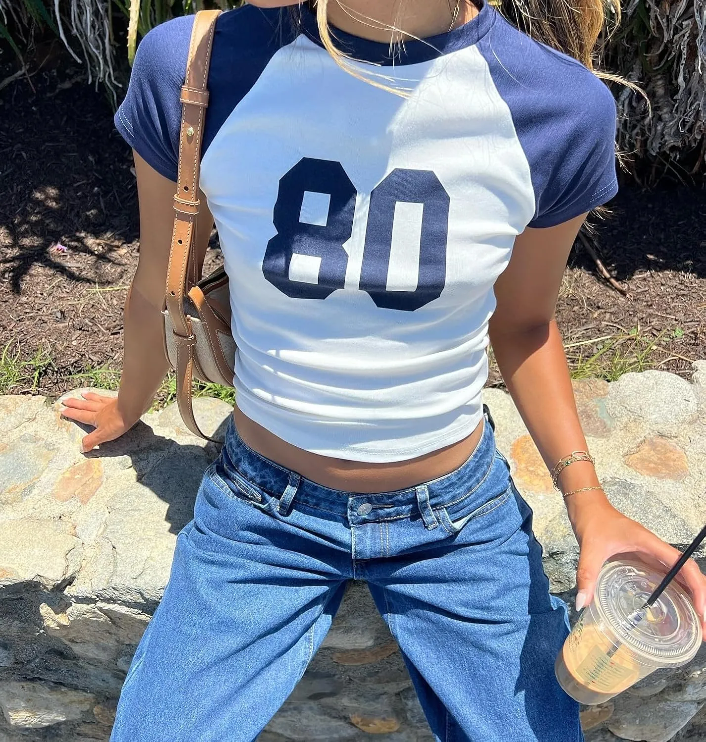 Women Number Baby Tees Short Sleeve Jersey Crop Top Slim Fit Crewneck Shirt Y2k Graphic T-Shirt Vintage Summer Top