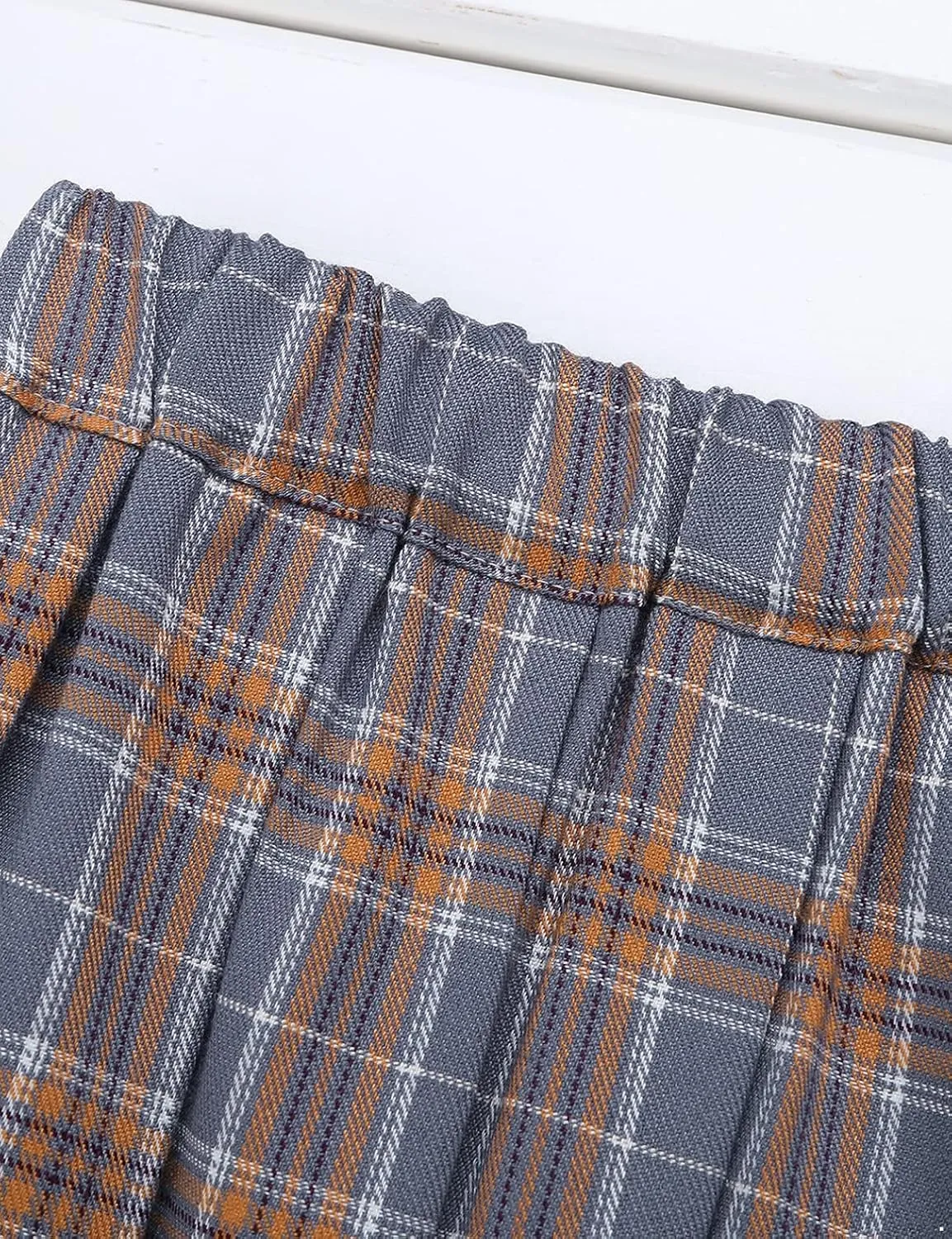 Women Plaid Mini Pleated Skirts Elastic Waist Lingerie Miniskirts Fancy Crossdress Clubwear