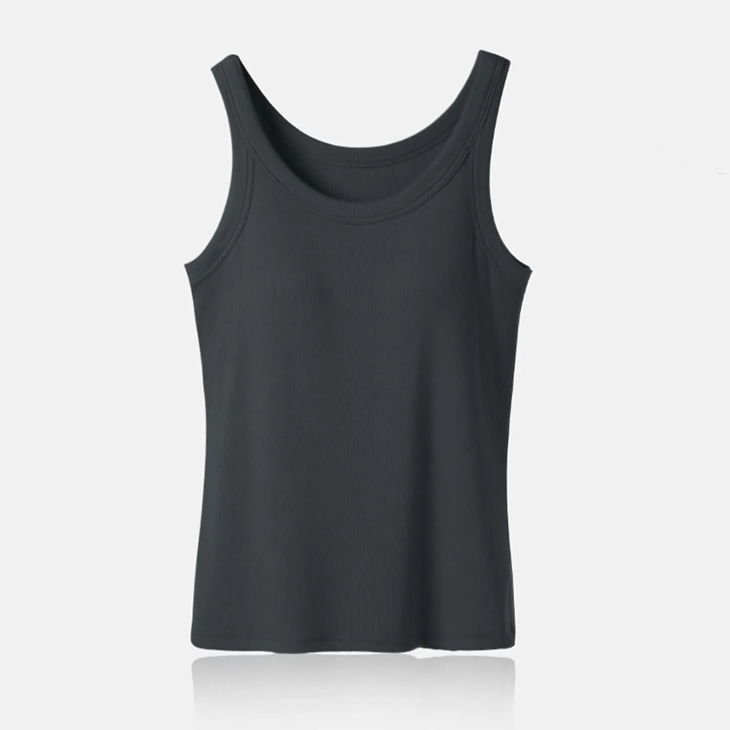 Women Ribbed Cotton Tank Tops Summer Bin in Bra Sleeveless Scoop Neck Undershirts Comfy Yoga Workout Crop Top Pjs