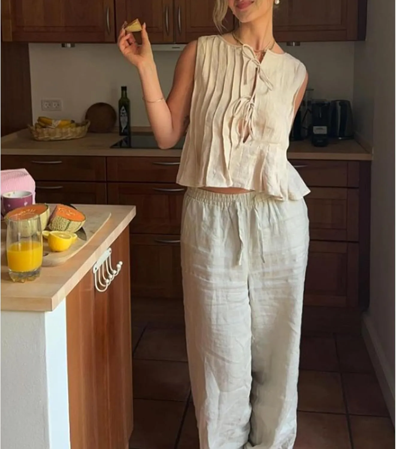 Women Y2K Babydoll Ruffle Tank Top Linen Front Button Pleated Peplum Vest Flowy Coquette Cropped Shirt Cute Blouse Summer
