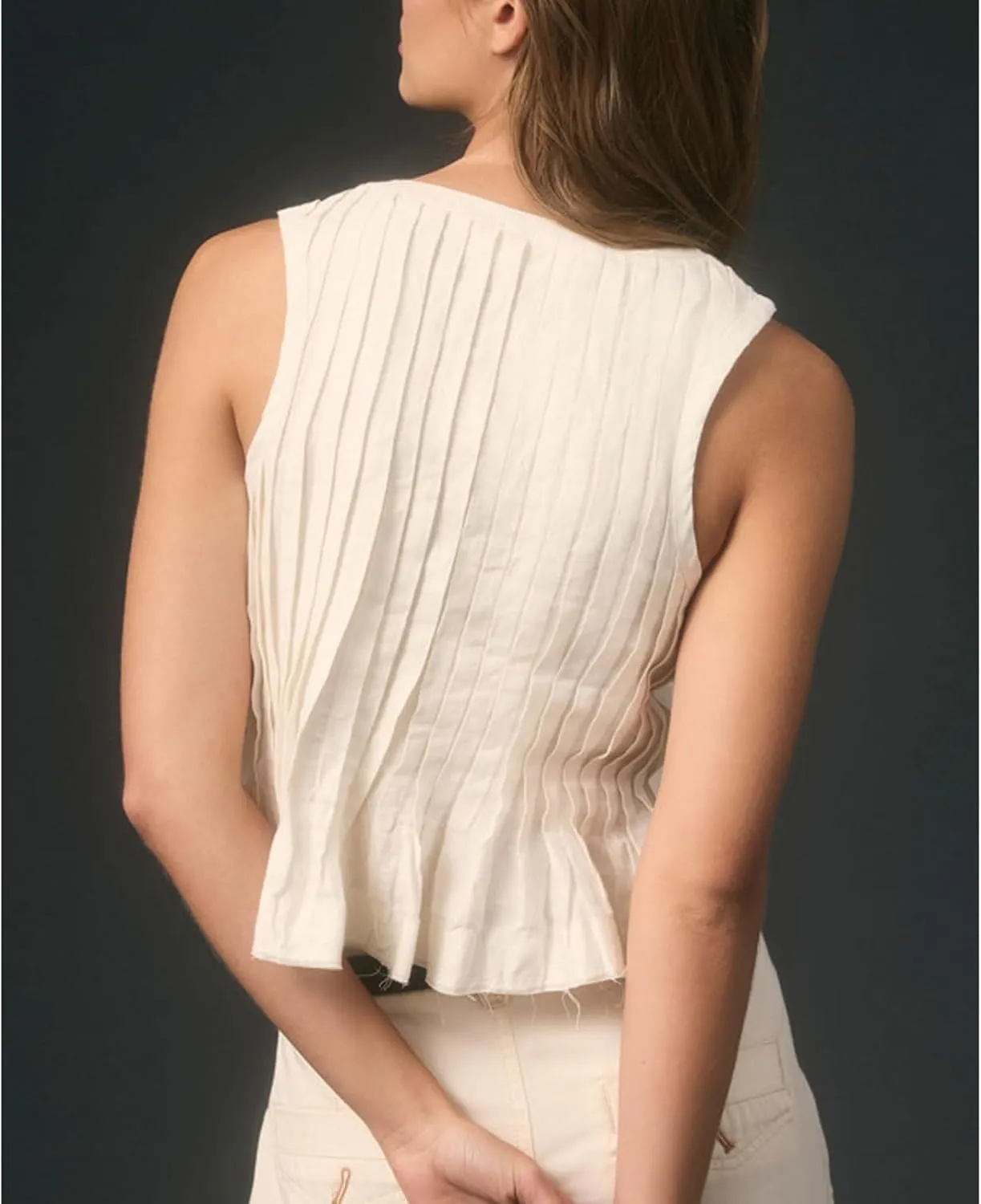 Women Y2K Babydoll Ruffle Tank Top Linen Front Button Pleated Peplum Vest Flowy Coquette Cropped Shirt Cute Blouse Summer
