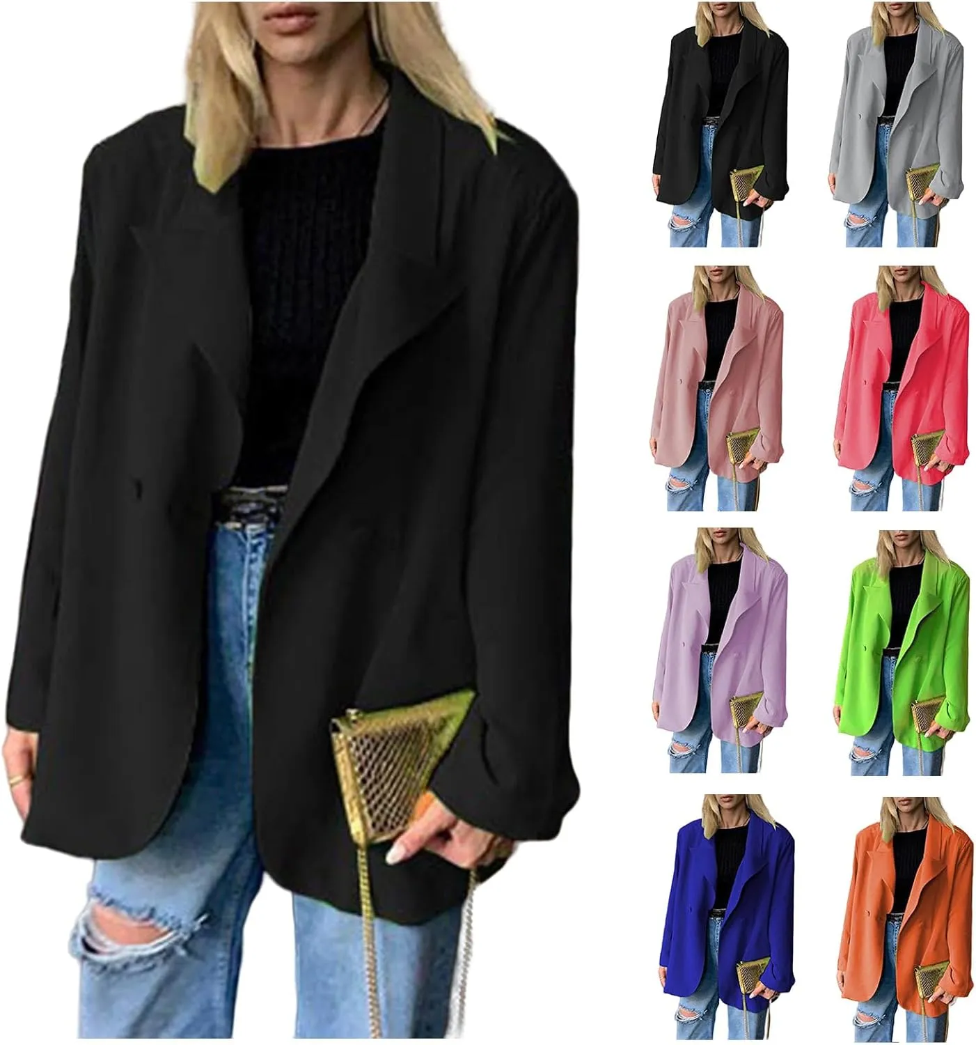 Womens Blazer Jacket Oversized Business Casual Long Sleeve Open Front Work Office Suit Jackets Trendy Clothes