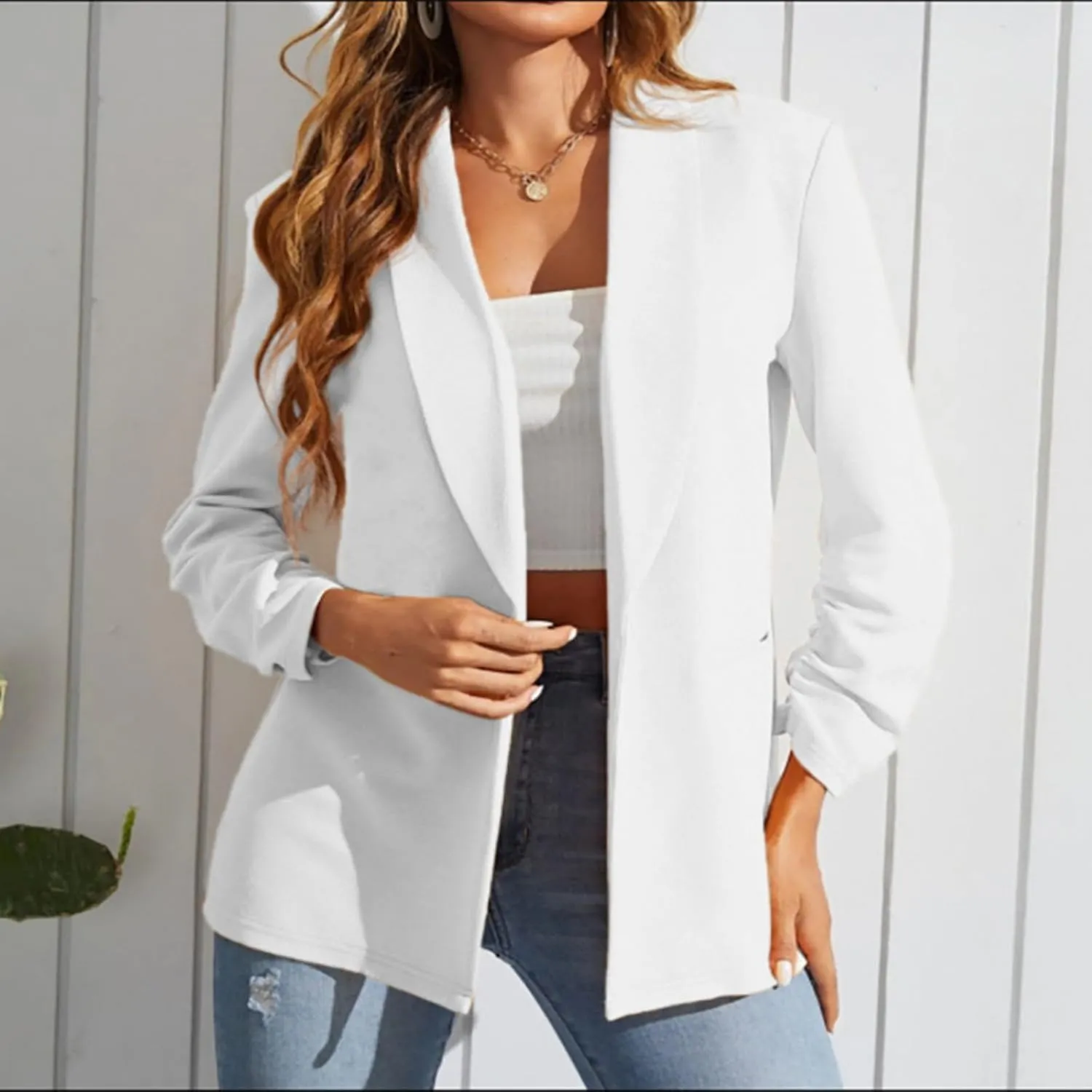 Womens Blazers for Work Casual Work Office Blazer Lightweight Business Suit Jacket Long Sleeve Open Front Cardigan