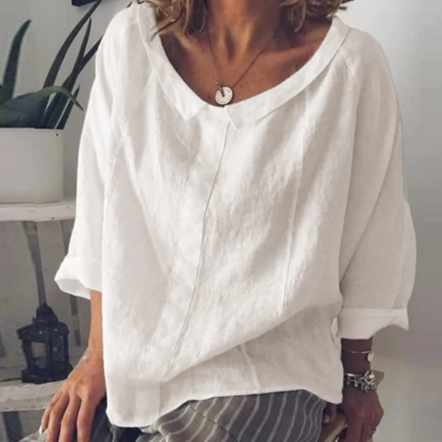 Womens Boho Linen Short Sleeve T Shirts Summer 2024 Fashion Casual Oversized Tunics Round Neck Loose Tshirts