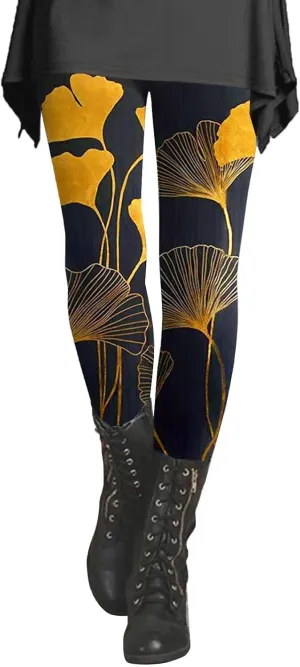 Women's Boho Printed Leggings Soft Stretchy Skinny Comfy Tights High Waisted Workout Athletic Fitness Yoga Pants
