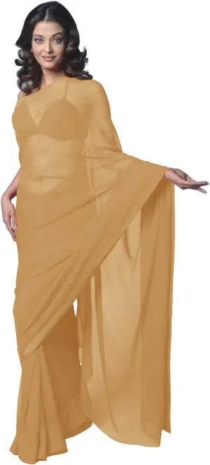 Women's Bollywood Chiffon Plain Sari Festival Uniform Saree Wrap Fabric Unstitched Blouse Piece Party Wear