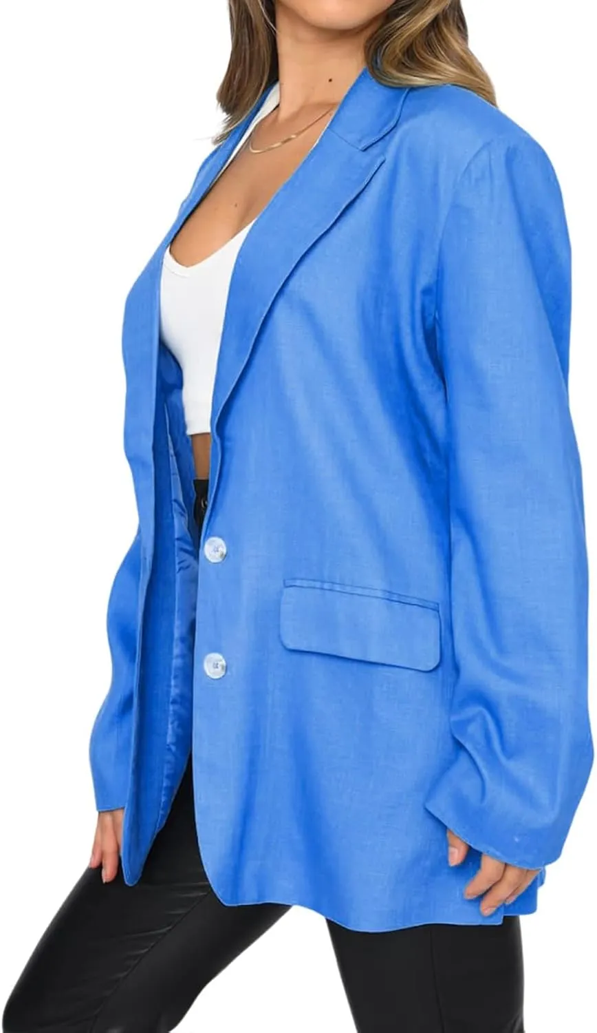 Women's Business Blazer Jacket Open Front Long Sleeve Lapel Collar Work Office Jacket Professional Suit Jackets
