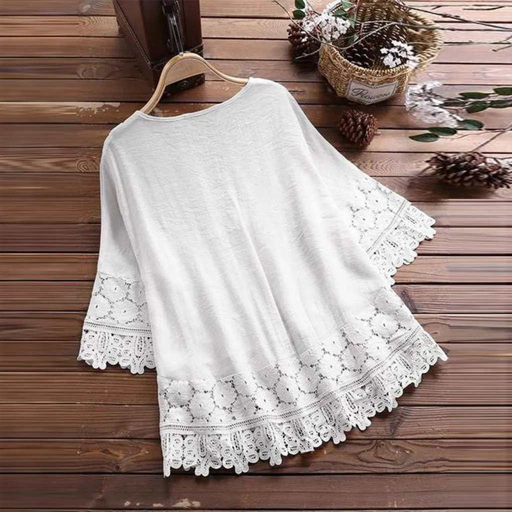 Womens Button Linen Short Sleeve T-Shirts Summer Henley Casual Plus Size Tunic Top V Neck Loose Tshirt