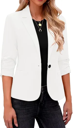 Womens Cardigans Dressy Casual Blazer Open Front Business Suit Jacket Long Sleeve Button Work Office Blazer Outwear