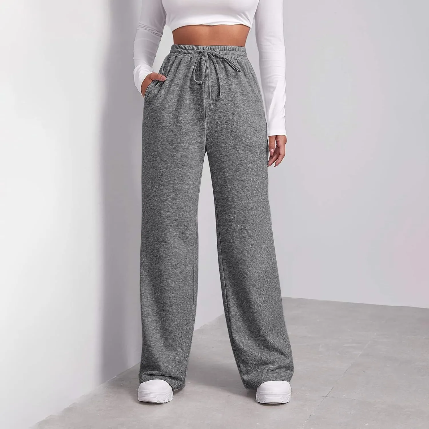 Womens Cargo Sweatpants Baggy Elastic Loose Pants Fall Winter Lounge Jogger Pants Lightweight for Yoga Sweat Pants