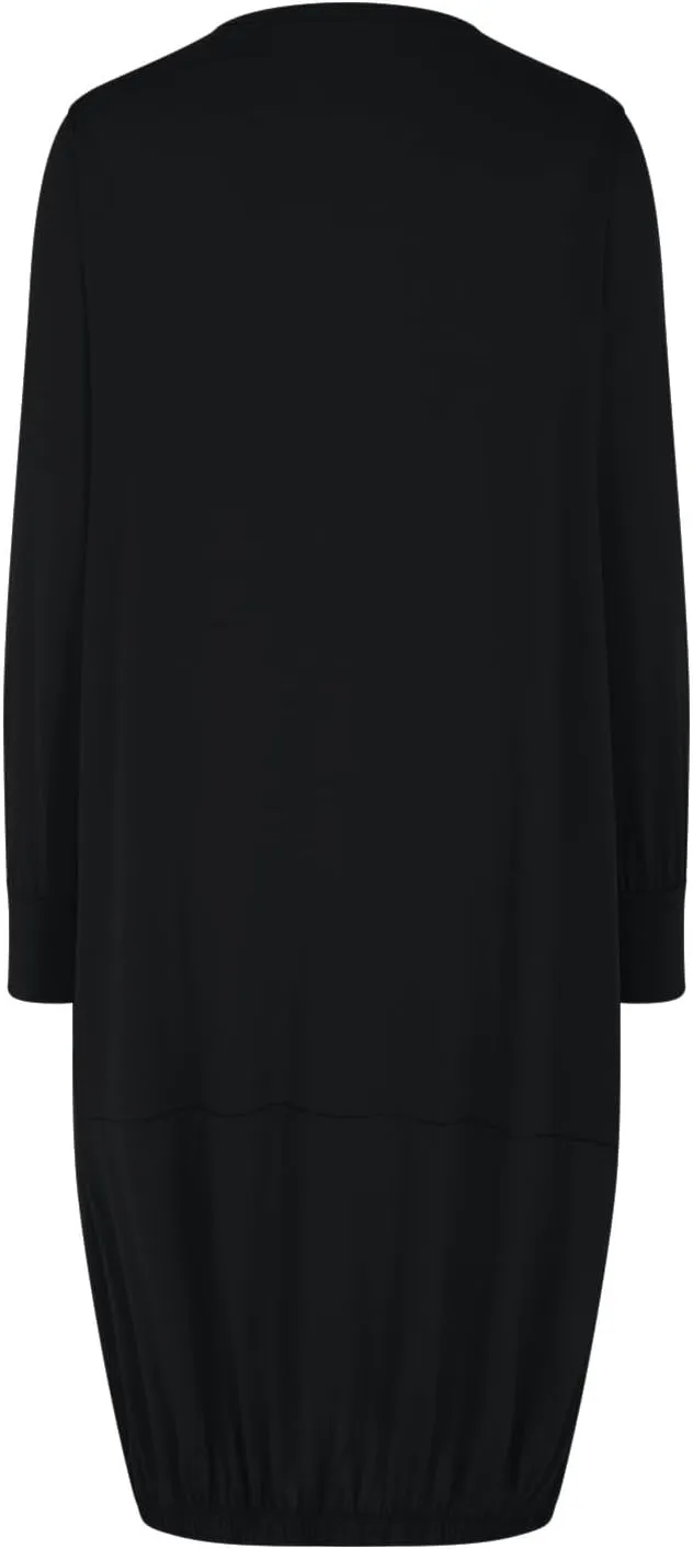 Women's Casual Solid Color Simple Dresses Long Sleeve Scoop Neck T-Shirt Dress Loose Elastic Hem Shift Midi Dresses