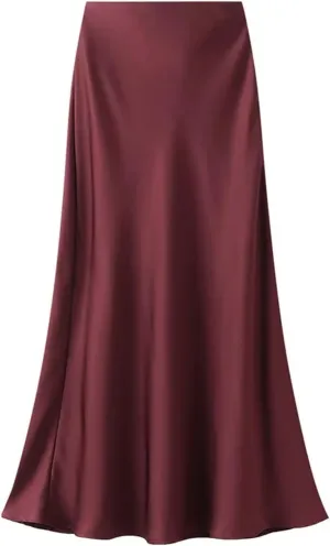 Women's Elegant Satin Fishtail Skirts Vintage Empire Waist Maxi Skirts Party Wear Fashion Clothes