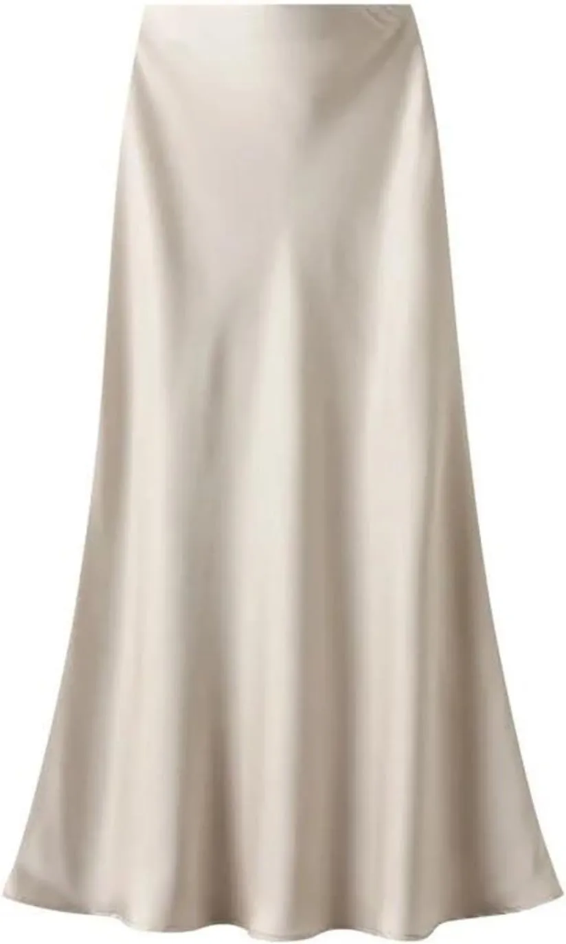 Women's Elegant Satin Fishtail Skirts Vintage Empire Waist Maxi Skirts Party Wear Fashion Clothes
