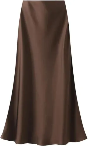 Women's Elegant Satin Fishtail Skirts Vintage Empire Waist Maxi Skirts Party Wear Fashion Clothes