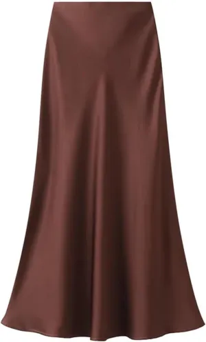 Women's Elegant Satin Fishtail Skirts Vintage Empire Waist Maxi Skirts Party Wear Fashion Clothes