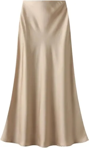 Women's Elegant Satin Fishtail Skirts Vintage Empire Waist Maxi Skirts Party Wear Fashion Clothes