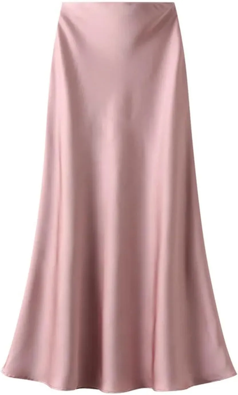 Women's Elegant Satin Fishtail Skirts Vintage Empire Waist Maxi Skirts Party Wear Fashion Clothes