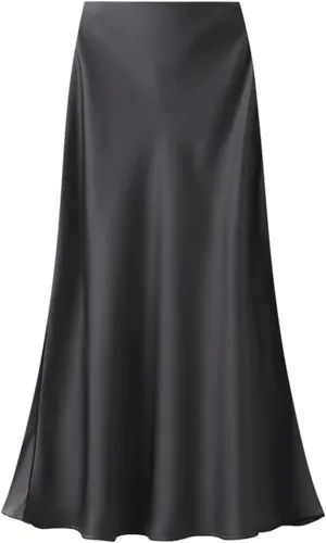 Women's Elegant Satin Fishtail Skirts Vintage Empire Waist Maxi Skirts Party Wear Fashion Clothes