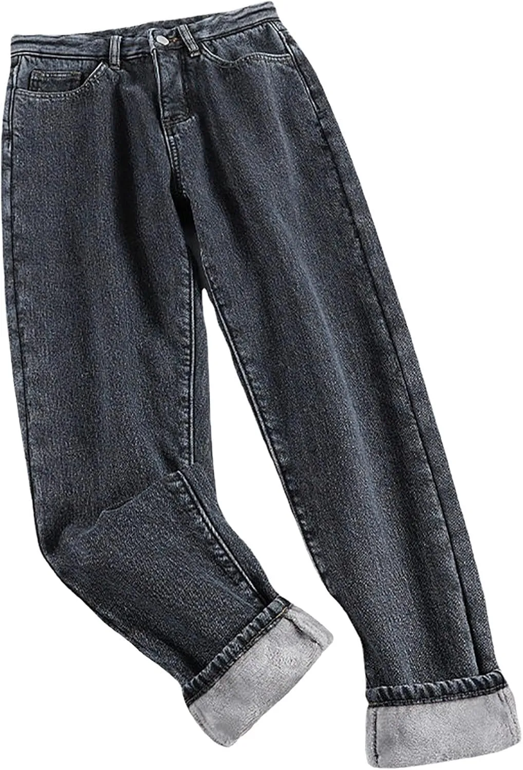 Women's Jeans High Waisted Warm Winter Lounge Stretch Fleece Lined Thicken Boot Cut Slim Fit Trousers with Pockets